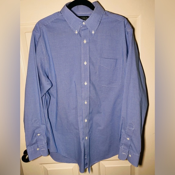 Lauren by Ralph Lauren Men's Long Sleeve Button Up Shirt Blue Striped,‎ 34/35 - Picture 1 of 3